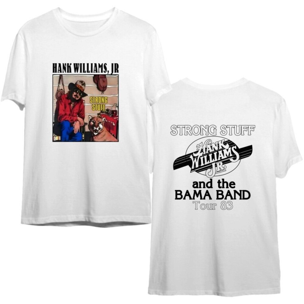 1983 Hank Williams Jr  The Bama Band Strong Stuff Tour Graphic T-Shirt 2 Side 05